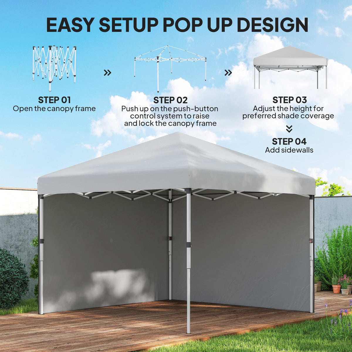 10' x 10' Pop Up Canopy Tent with Sidewalls and Roller Bag, White — product view 7