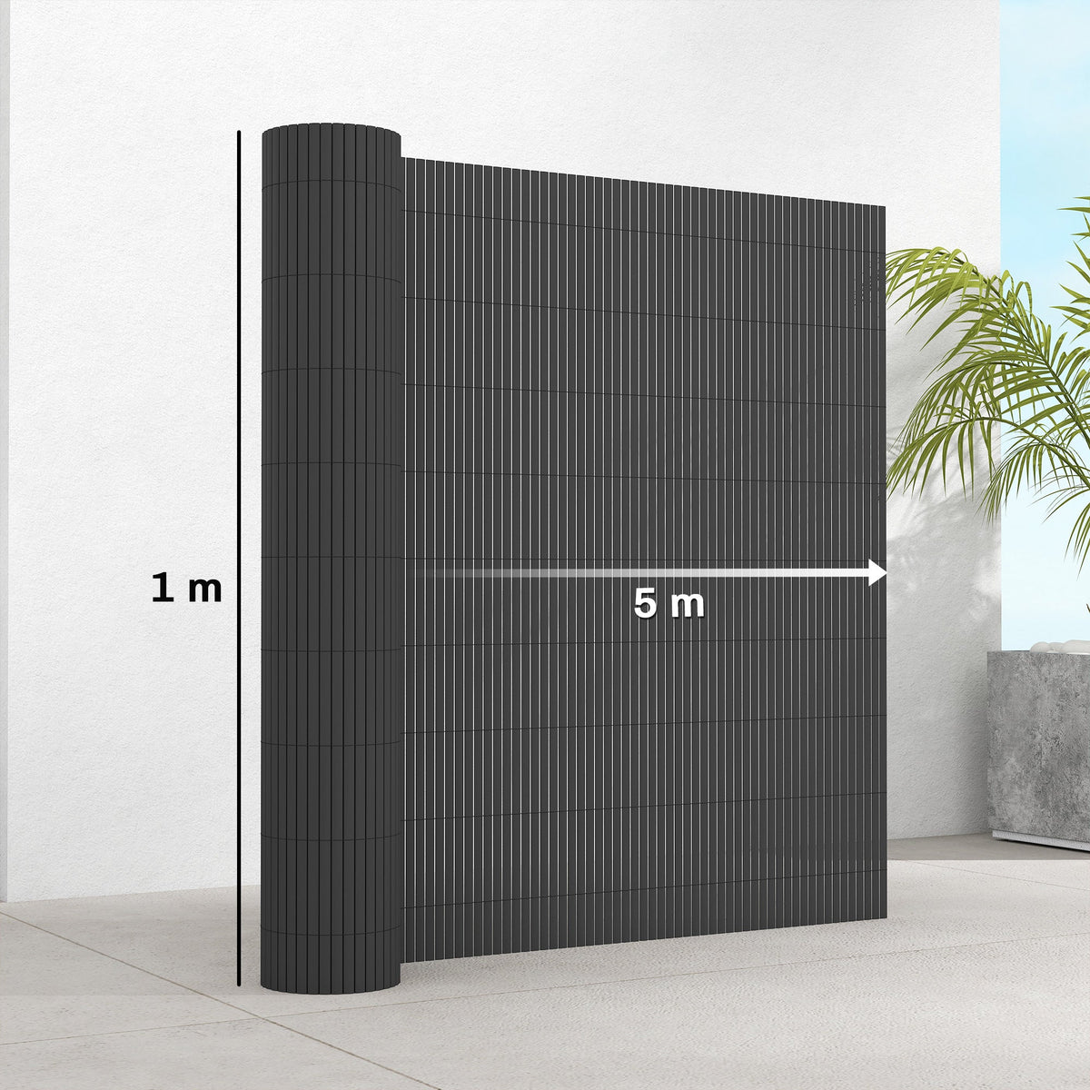 2pcs Plastic Privacy Screening Fence, 1 m x 5 m, Dark Grey — product view 5