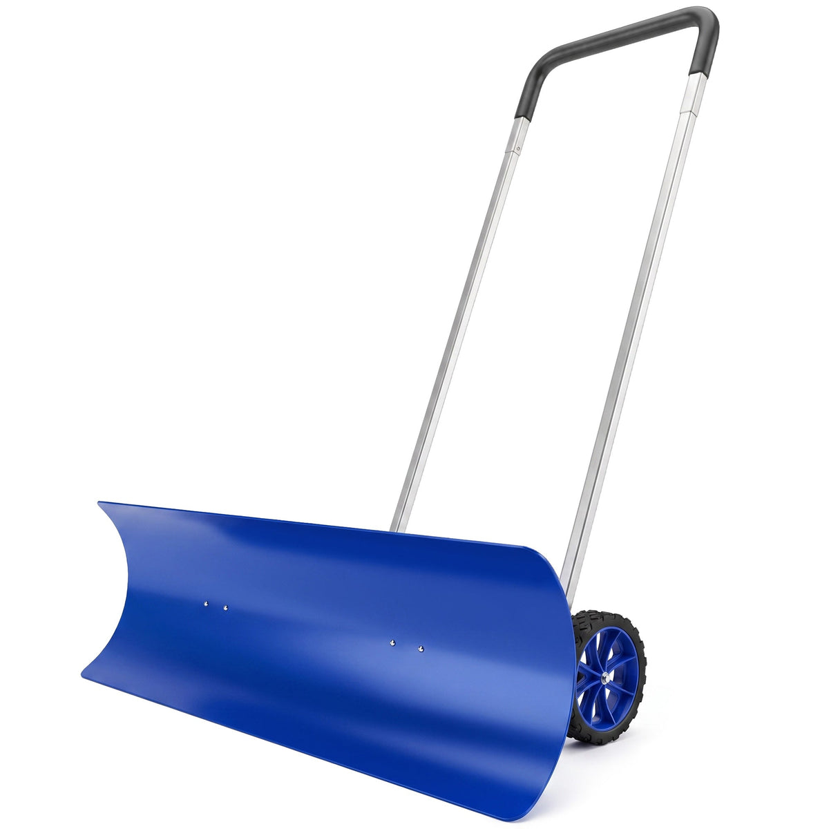 37-Inch Extra Wide Aluminum Snow Pusher with Wheels and Adjustable Handle, Blue — product view 2