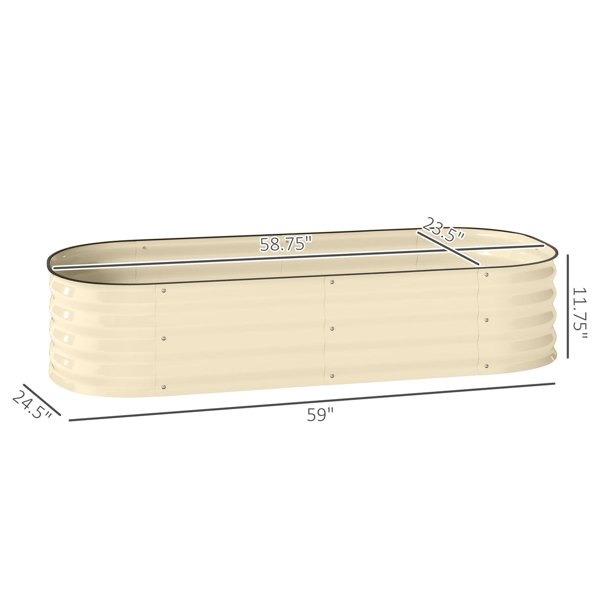 5' x 2' x 1' Galvanized Raised Garden Bed Kit, Cream — product view 5