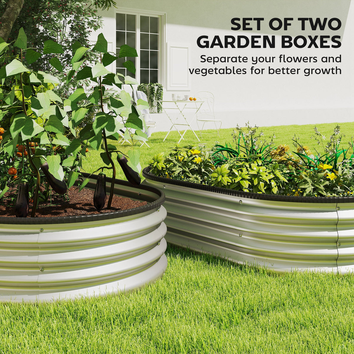 2pcs 4 x 3 x 1 ft Galvanized Raised Garden Beds, Silver — product view 6