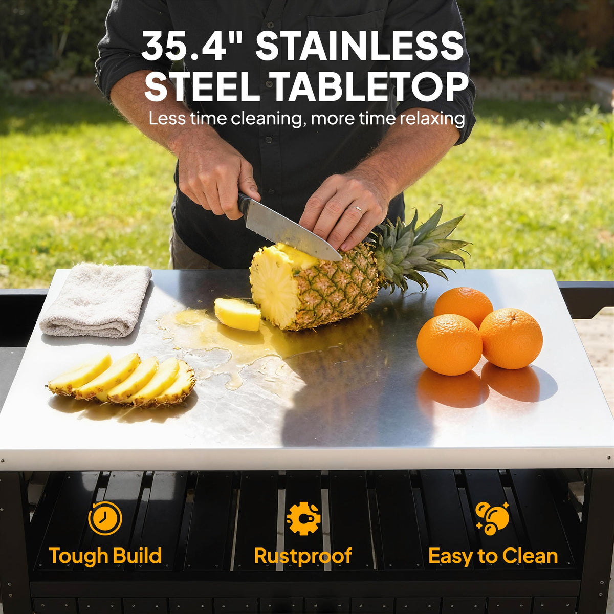 Outdoor Bar Cart with Storage Cabinet, Black — product view 6
