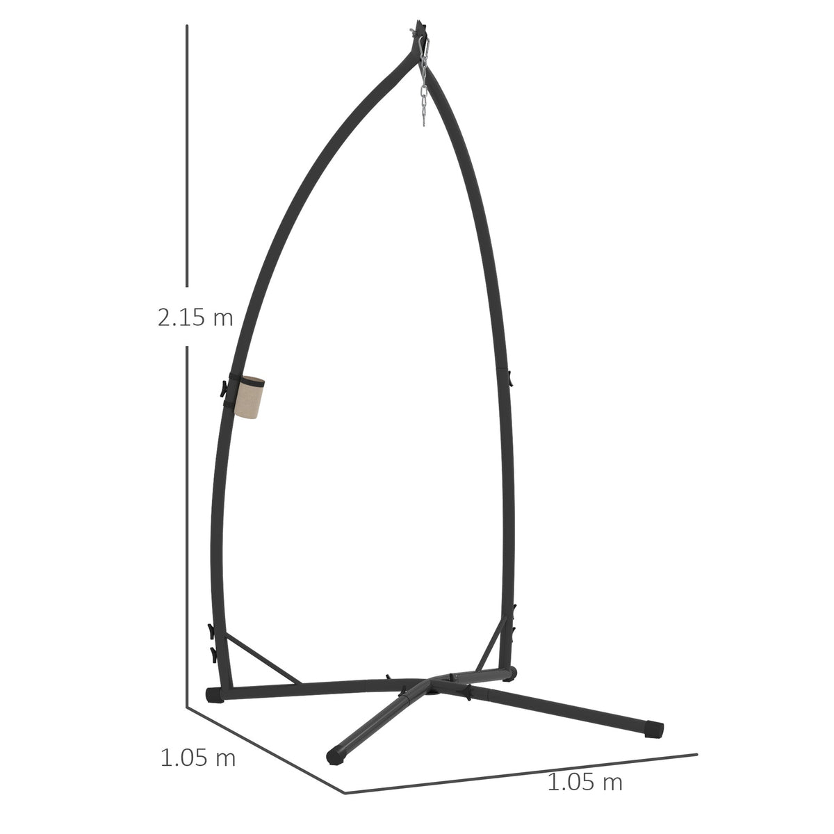 Hammock Chair Stand with X-Shaped Base, 150 KG Load Capacity, Black — product view 5