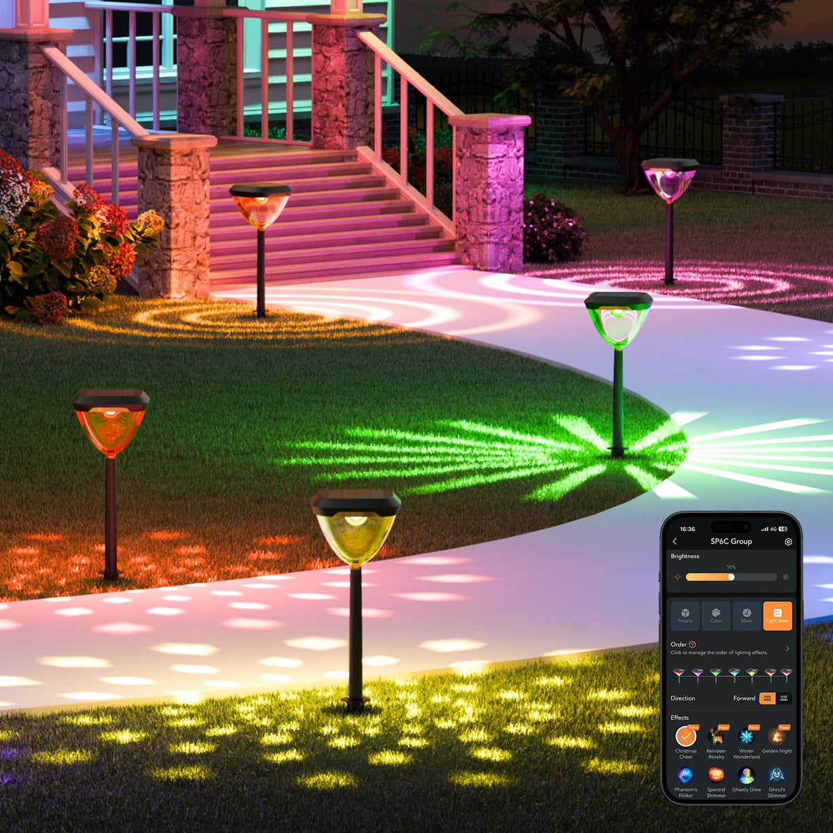 Linkind SP6C Smart Solar Pathway Lights(5 Swappable light patterns, App&Voice Control, 16 Million Color) — product view 1