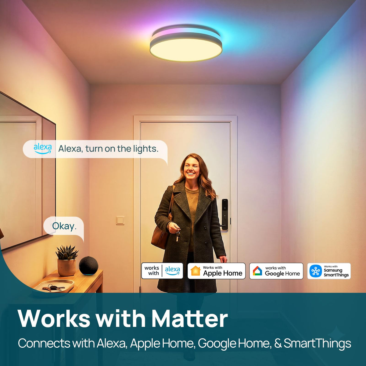 Linkind Matter Smart Ceiling Light ColorBlend 12 Inch — product view 3