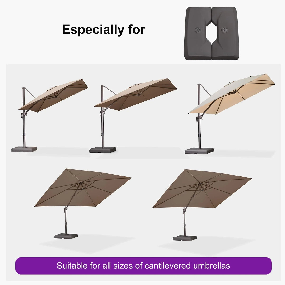 PURPLE LEAF OPEN BOX Bronze Aluminum Frame Cantilever Umbrella Weighted Base ZY02XGTBS-120 — product view 4