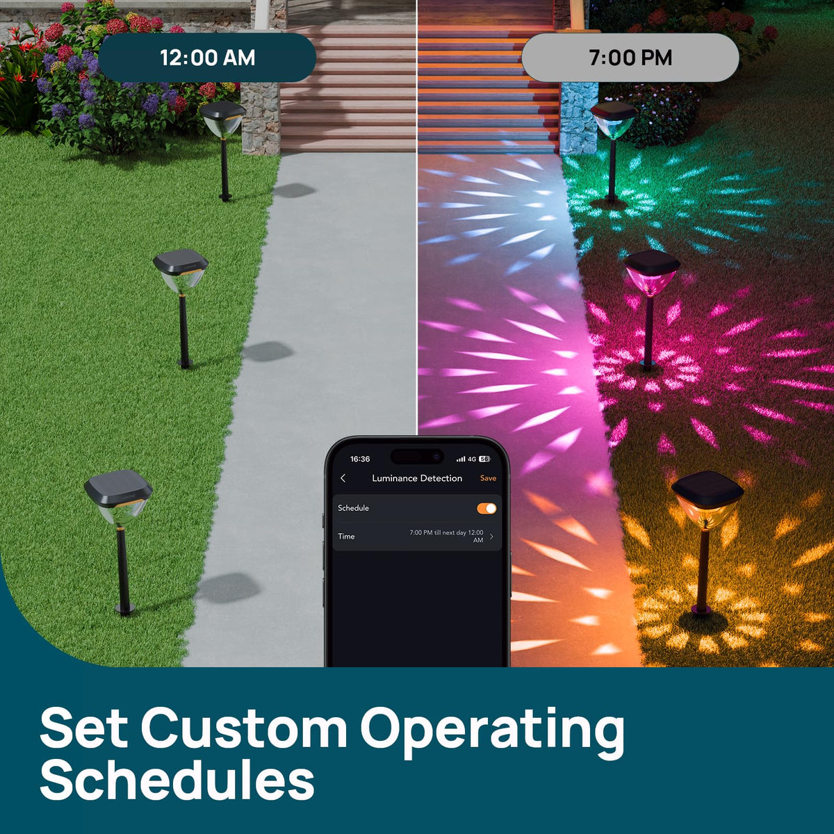 Linkind SP6C Smart Solar Pathway Lights(5 Swappable light patterns, App&Voice Control, 16 Million Color) — product view 7