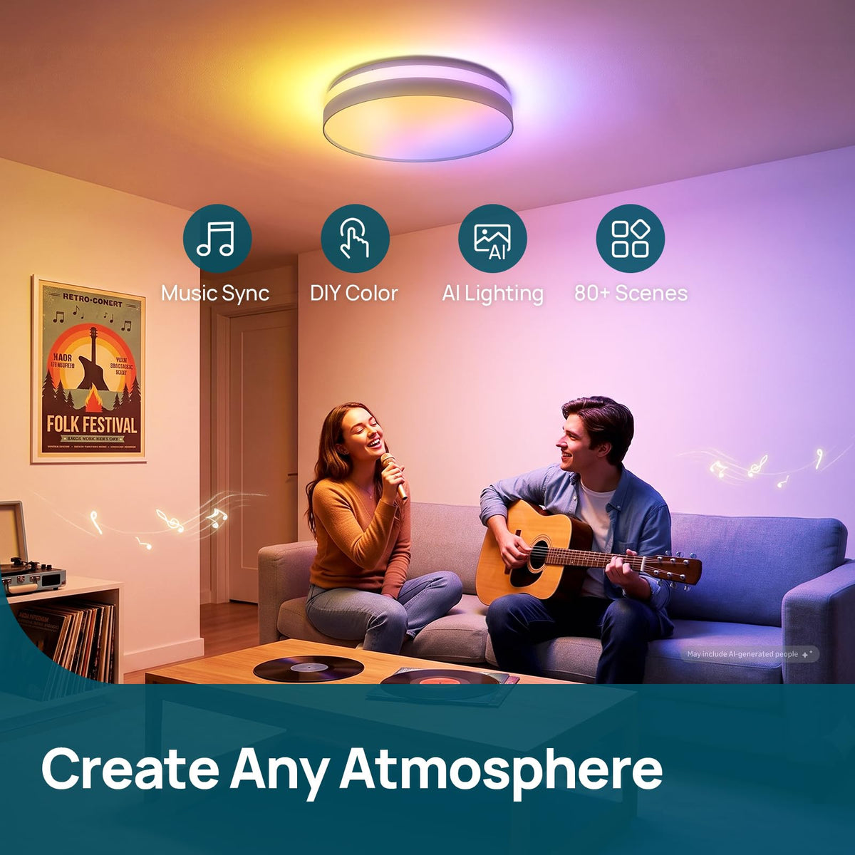 Linkind Matter Smart Ceiling Light ColorBlend 12 Inch — product view 7