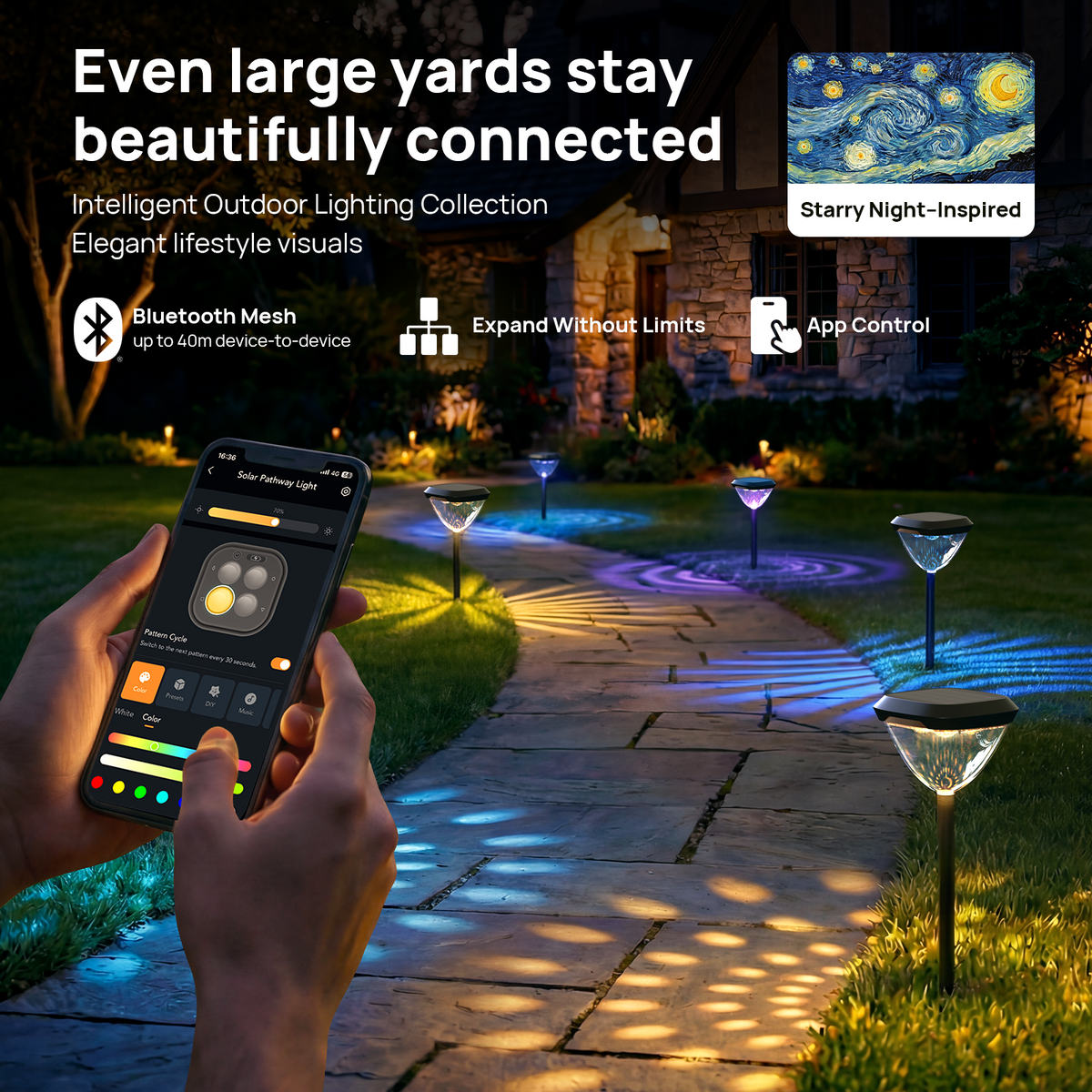 Linkind SP6 Smart Solar Pathway Lights,Engineered for Long-Term Outdoor Performance(5 Built-in Light Patterns, App&Voice Control, 16 Million Color) — product view 5