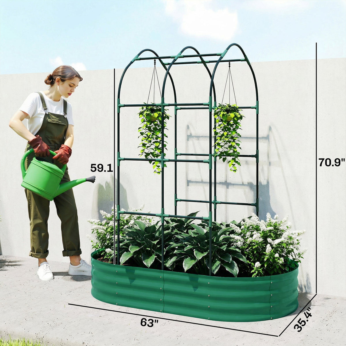 Galvanised Raised Garden Bed with Arched Trellis for Vegetables & Flowers — product view 5