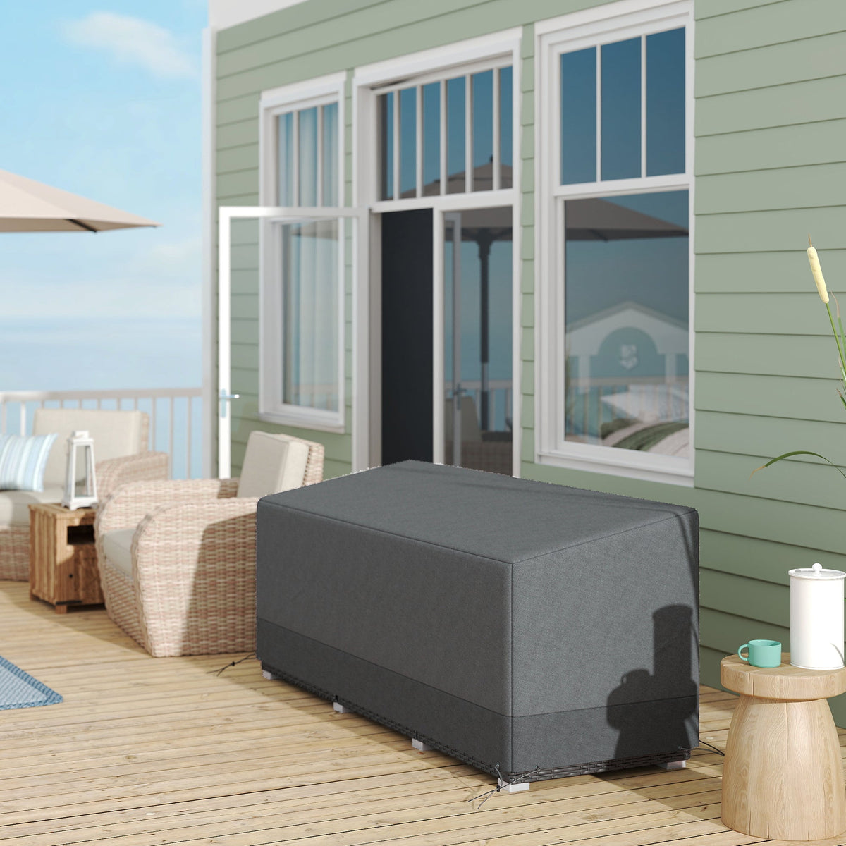 75" x 28.3" x 29.9" Waterproof Patio Sofa Cover, Grey — product view 3