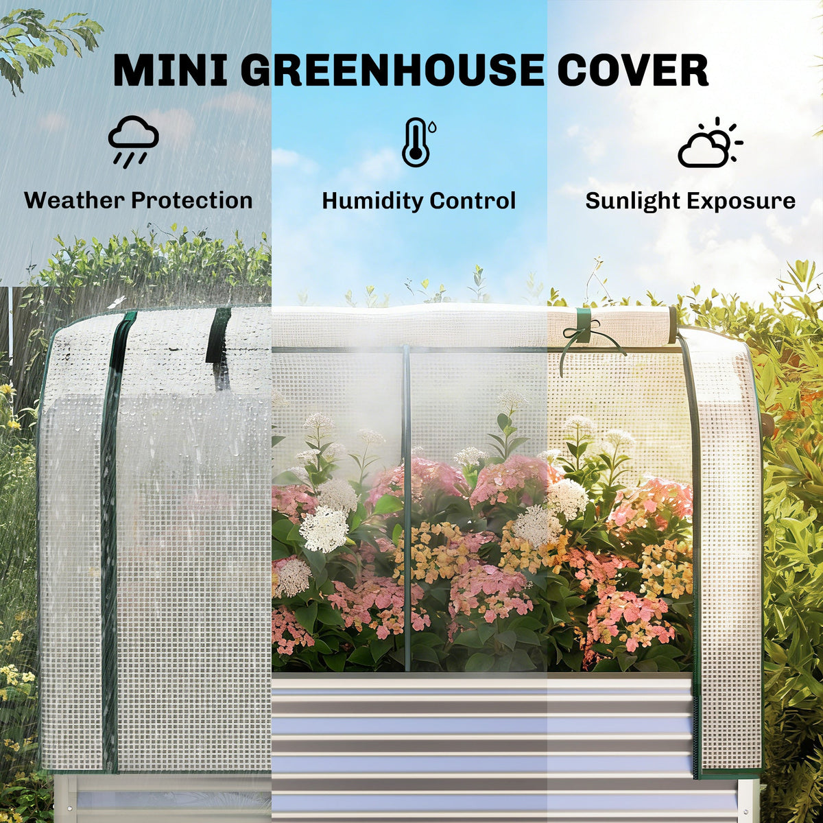 Galvanized Raised Garden Bed with Greenhouse Cover, Silver — product view 6