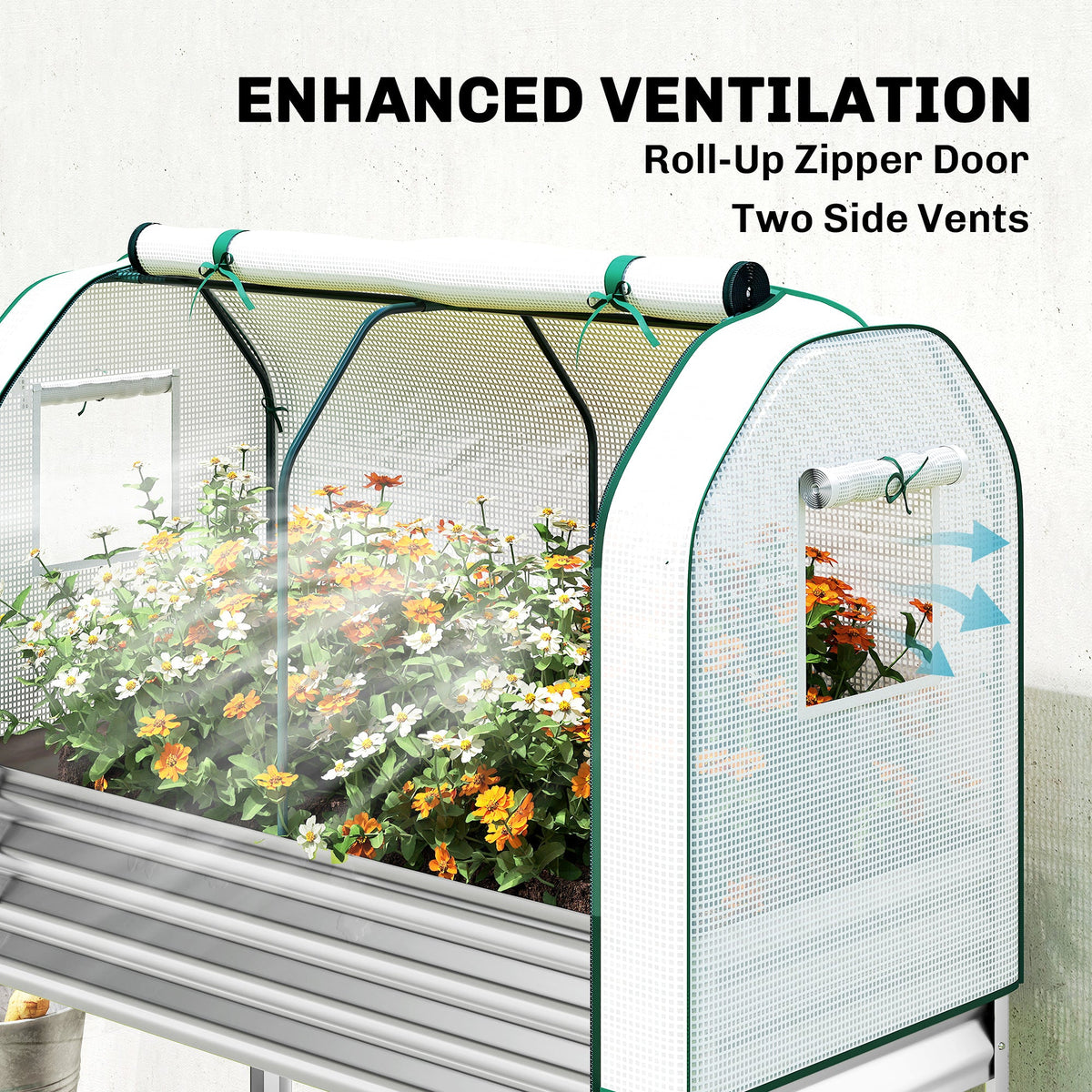 Galvanized Raised Garden Bed with Greenhouse Cover, Silver — product view 7