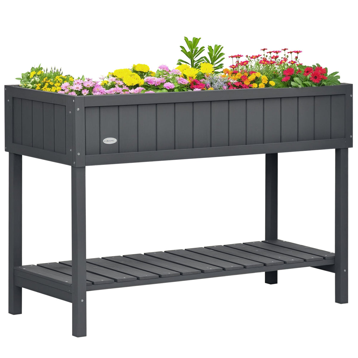 Wooden Herb Planter with 8 Pocket, Raised Bed Container Garden Planter Boxes, 110L x 46W x 76Hcm, Dark Grey — product view 1