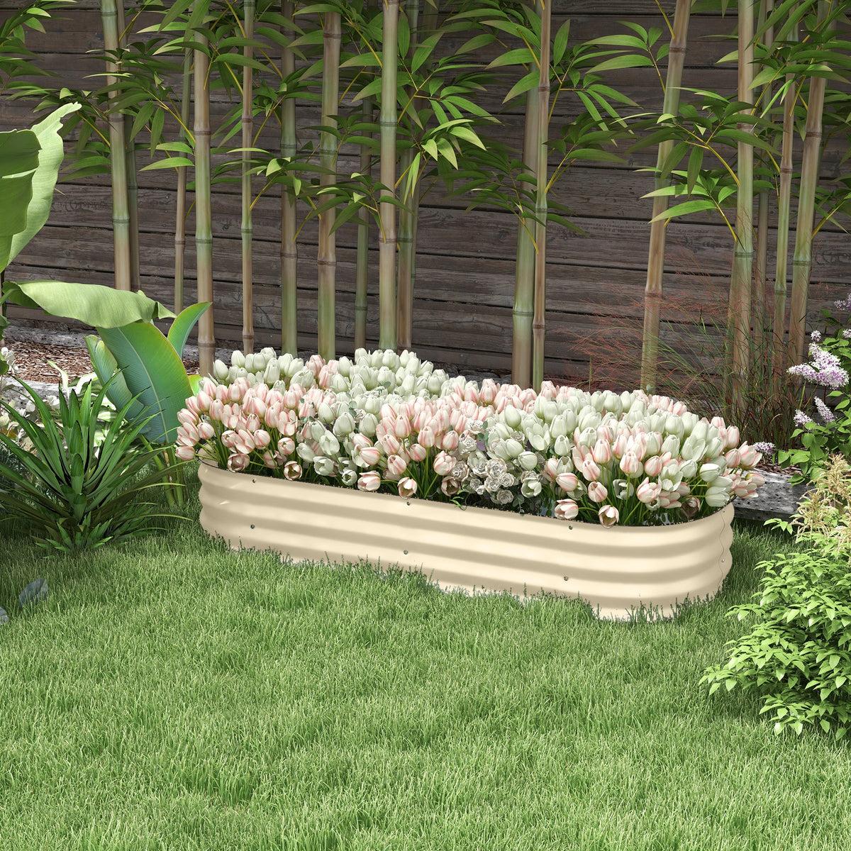 5' x 2' x 1' Galvanized Raised Garden Bed Kit, Cream — product view 3