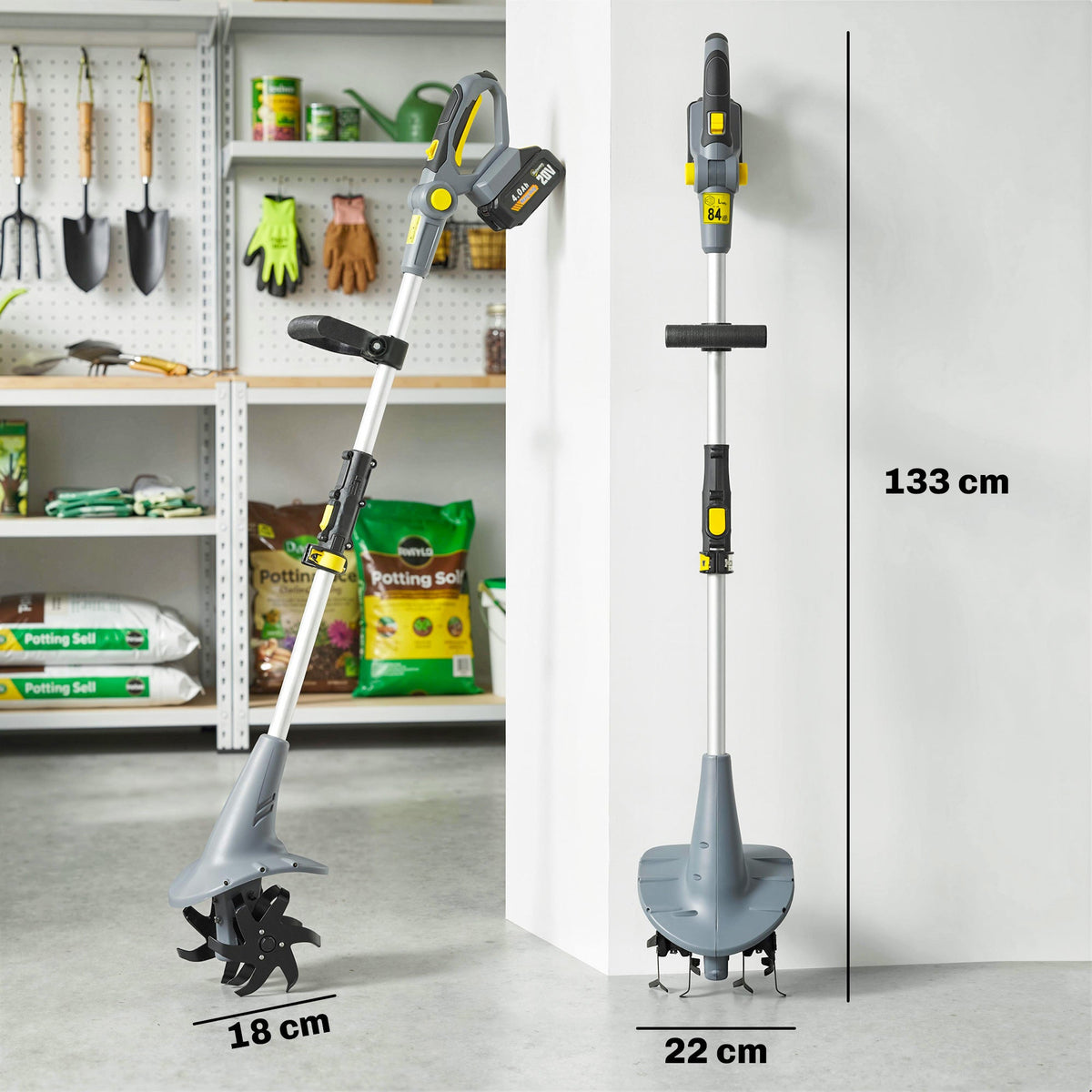 18V Cordless Tiller with 2 Batteries and Charger — product view 5