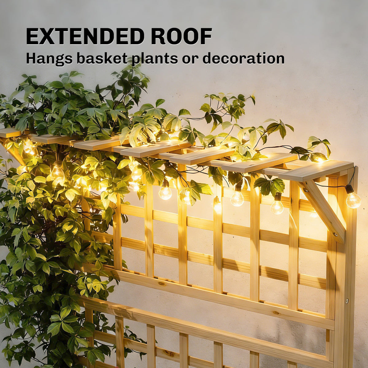 Raised Garden Bed with Trellis, Roof and 2 Shelves, Natural — product view 7
