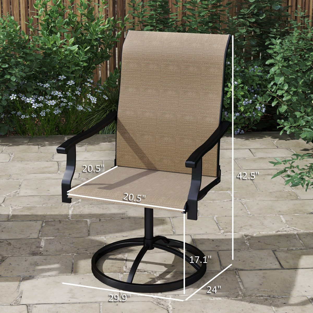 2-Piece Outdoor Patio Swivel Chairs, Brown — product view 5