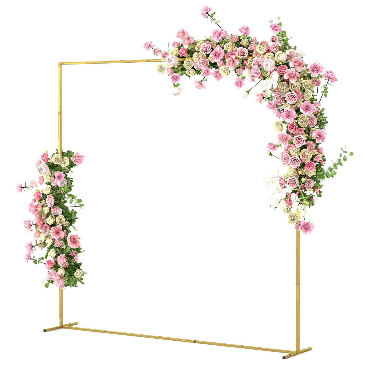 6.6ft Square Wedding Arch Backdrop Stand with Stakes, Gold — product view 2