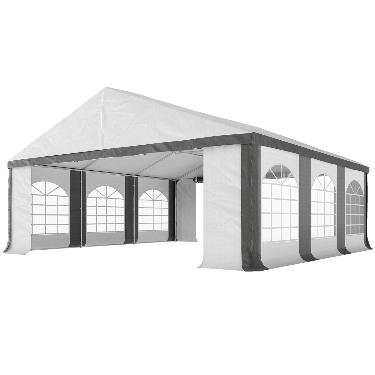 20' x 20' White & Gray Heavy-Duty Party Tent with Removable Walls, Double Doors — product view 2