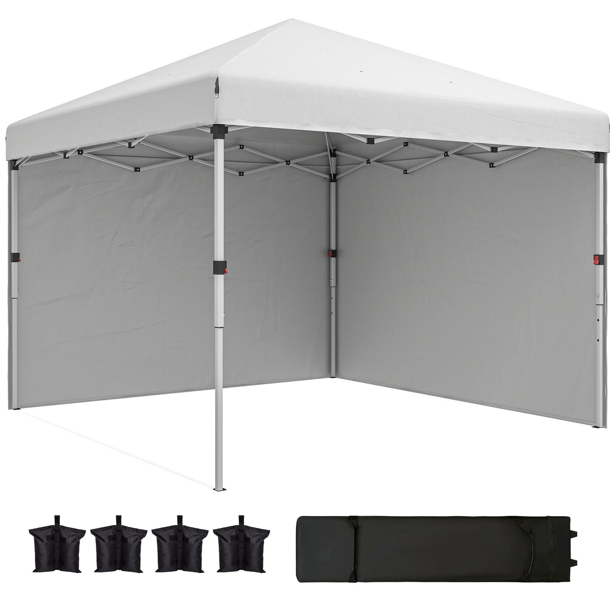 10' x 10' Pop Up Canopy Tent with Sidewalls and Roller Bag, White — product view 1