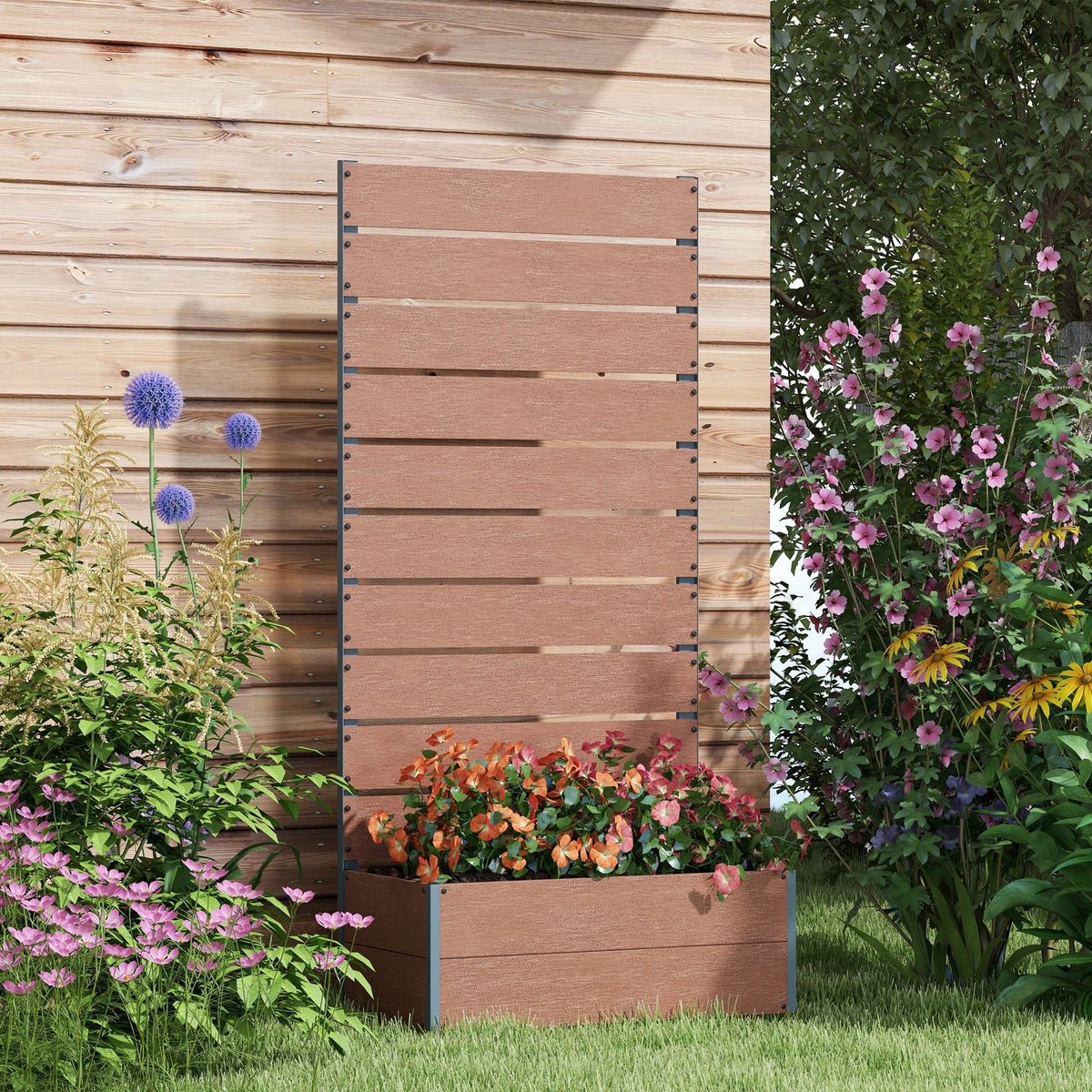 28" x 15" x 59" Raised Garden Bed with Trellis, Light Brown — product view 3