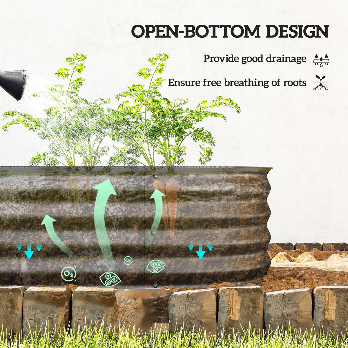8' x 2' x 1' Galvanized Raised Garden Bed Kit, Dark Gray — product view 7