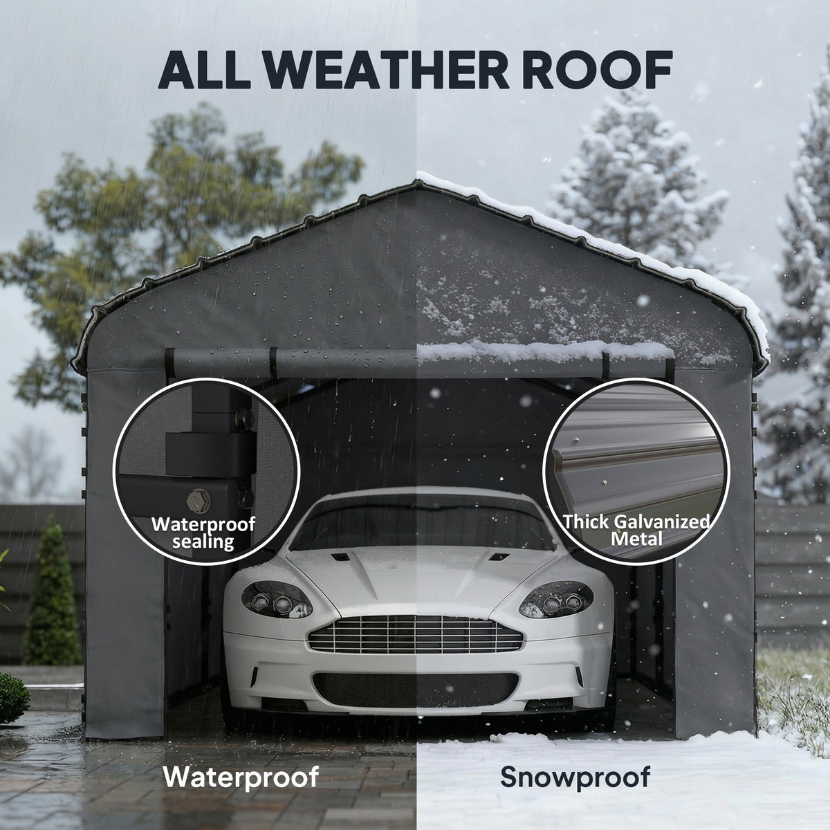 Onward 10' x 15' Heavy Duty Metal Carport with Galvanized Roof & Removable Sidewalls — product view 6