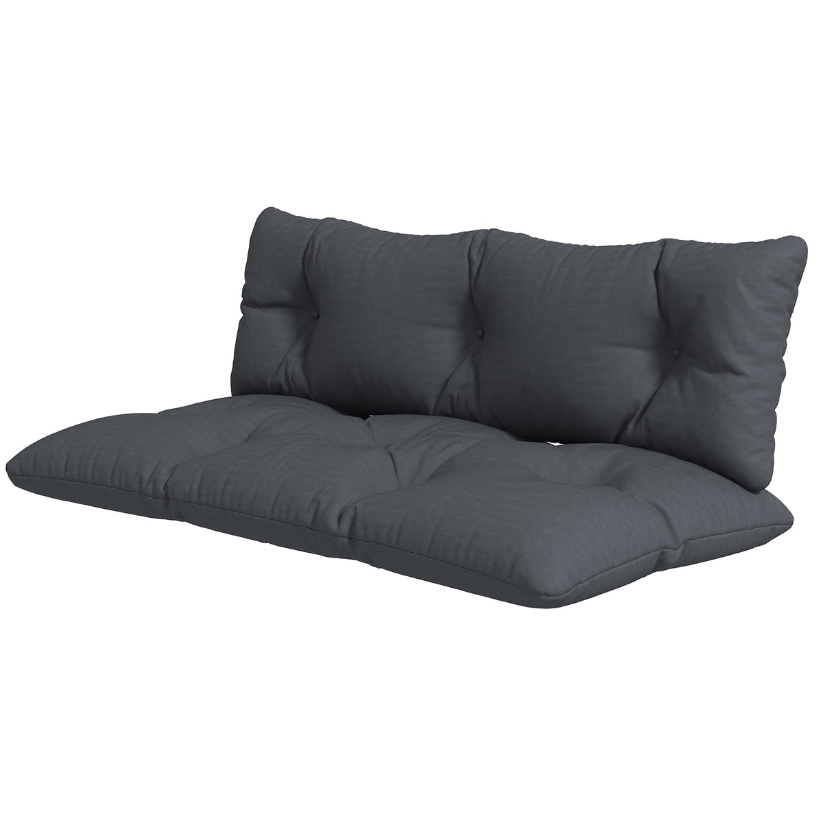 2-Seater Outdoor Seat & Back Cushions, 6" Thick for Pallet Loveseat, Dark Grey — product view 2