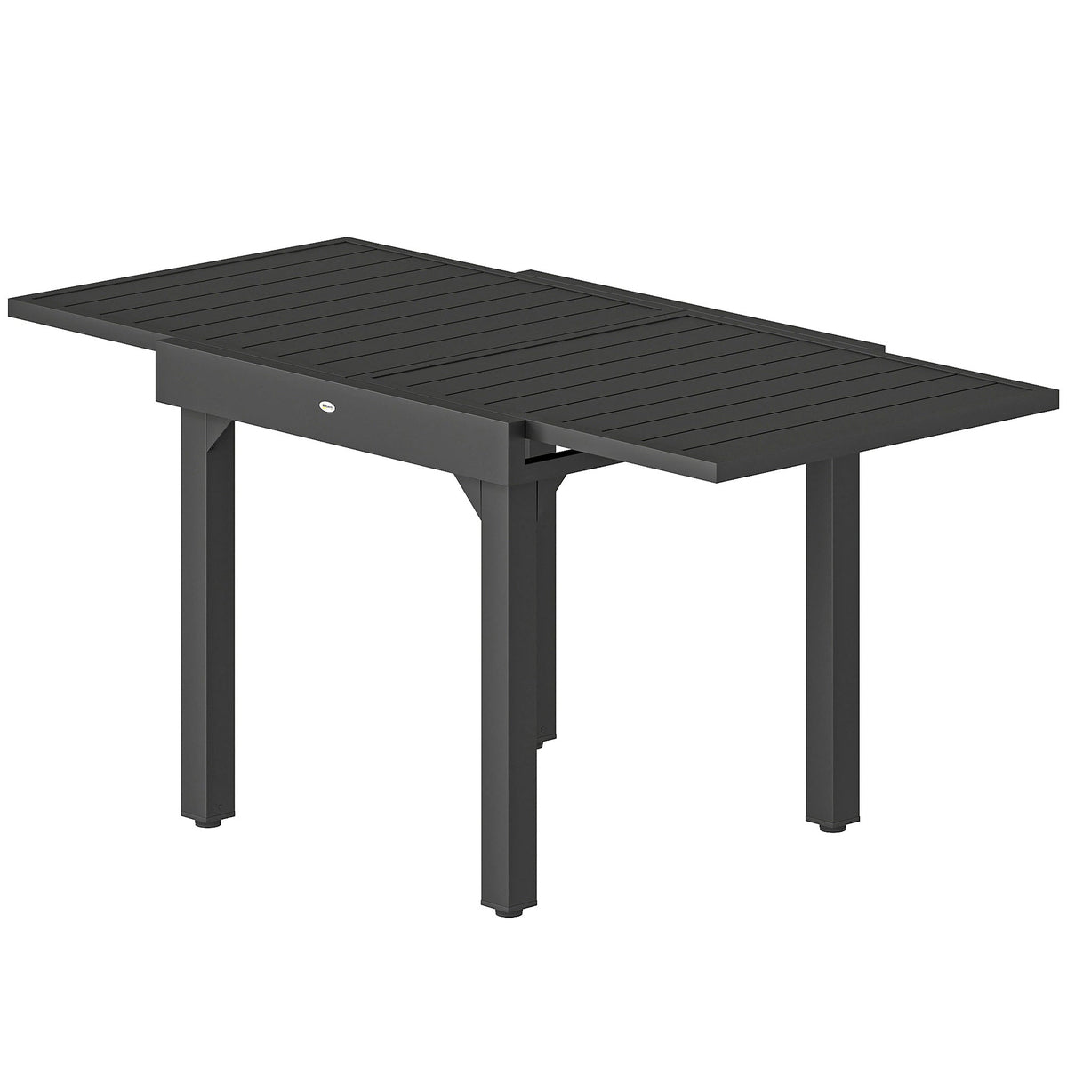 80-160 cm Extendable Aluminium Garden Table for 4-6 People, Black — product view 2