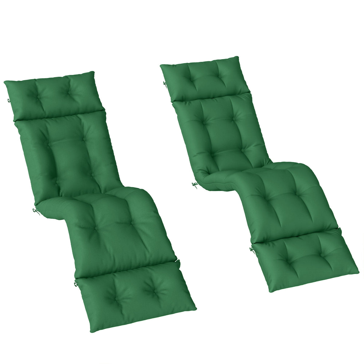 190 x 56 x 10cm Sun Lounger Cushions Set of 2, 220gsm UPF20+ Fabric with 6 Ties, Green — product view 2