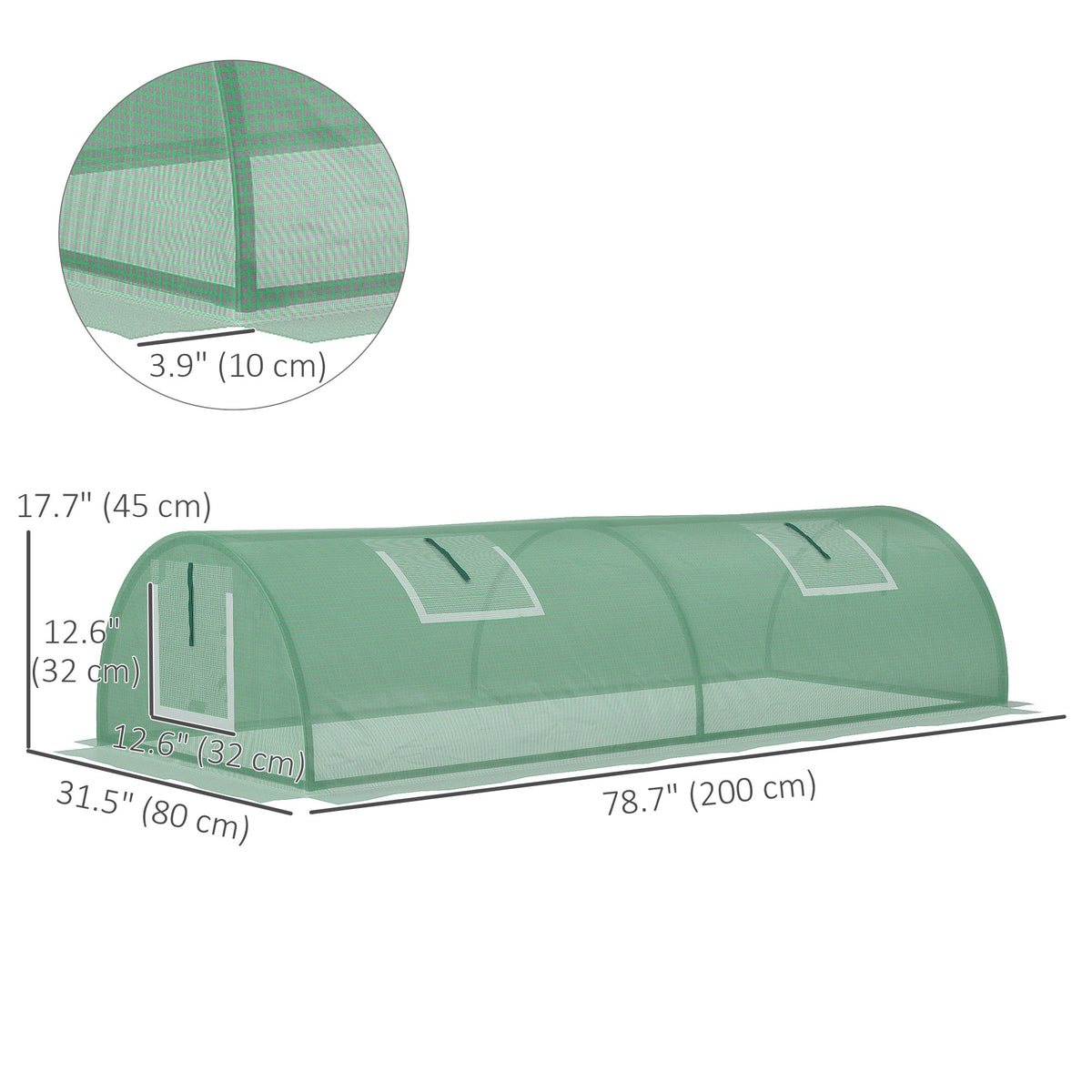 7' x 3' x 2' Portable Mini Greenhouse with 5 Mesh Windows, Green — product view 5