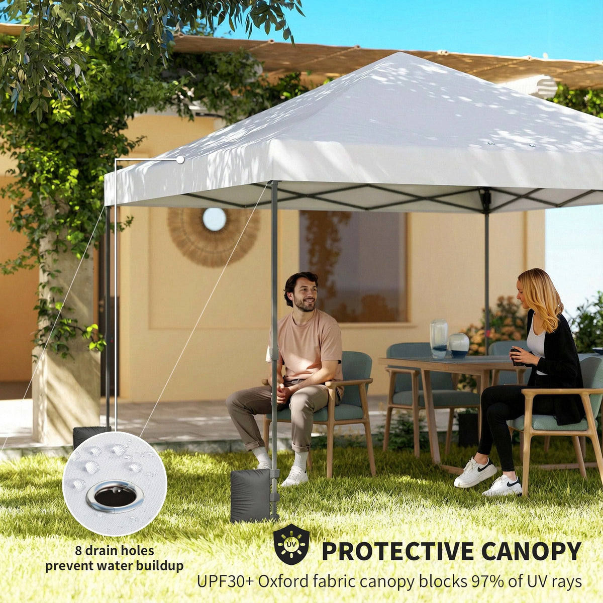 10' x 10' Pop Up Canopy Tent with Wheeled Carry Bag, White — product view 7