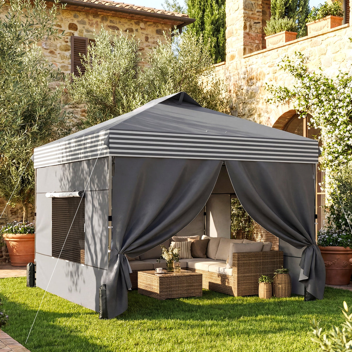 10 x 10 ft Pop-Up Canopy Tent with 4 Sidewalls and Wheeled Bag, Dark Grey — product view 3