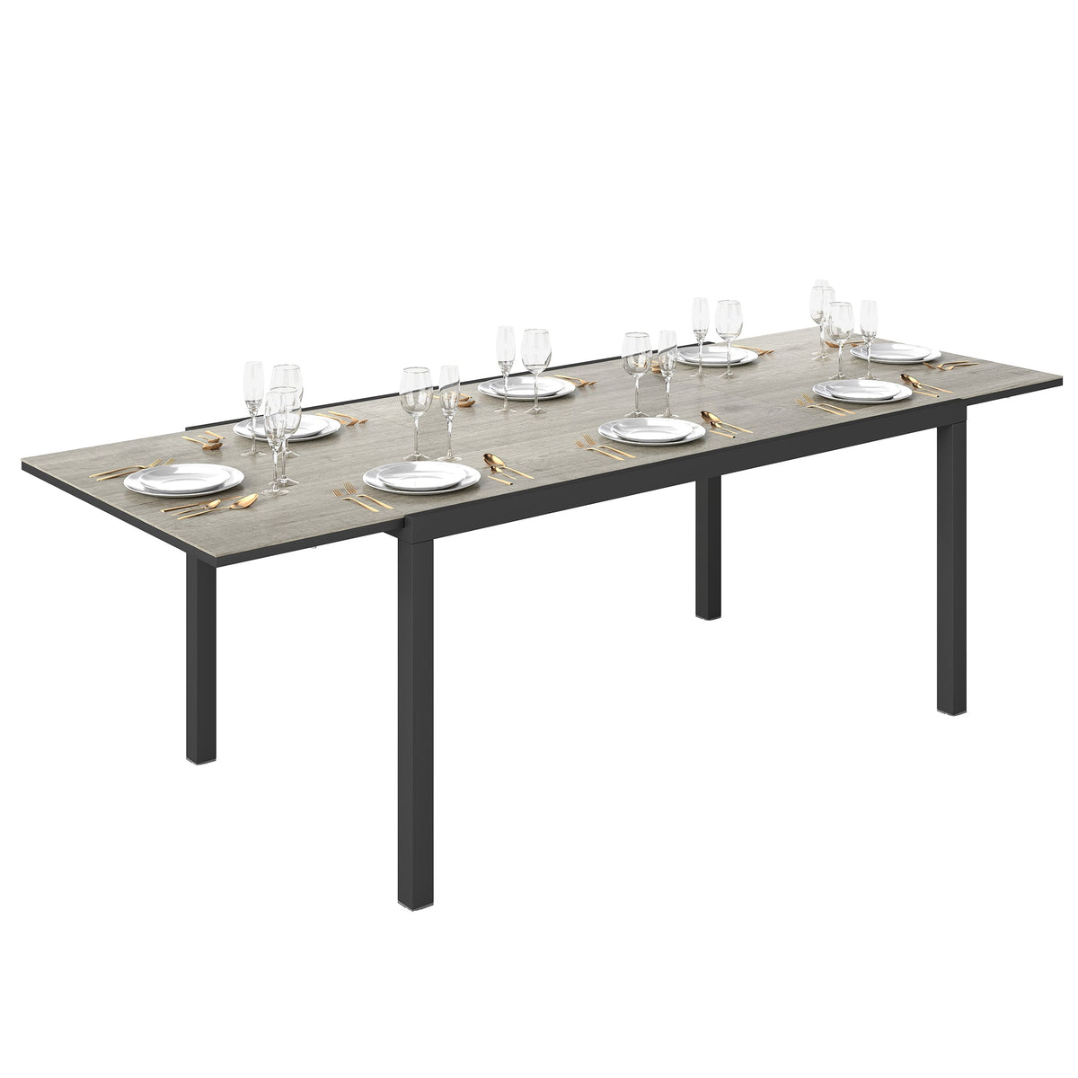 63"-94.5" Extendable Patio Dining Table for 6-8 People — product view 1