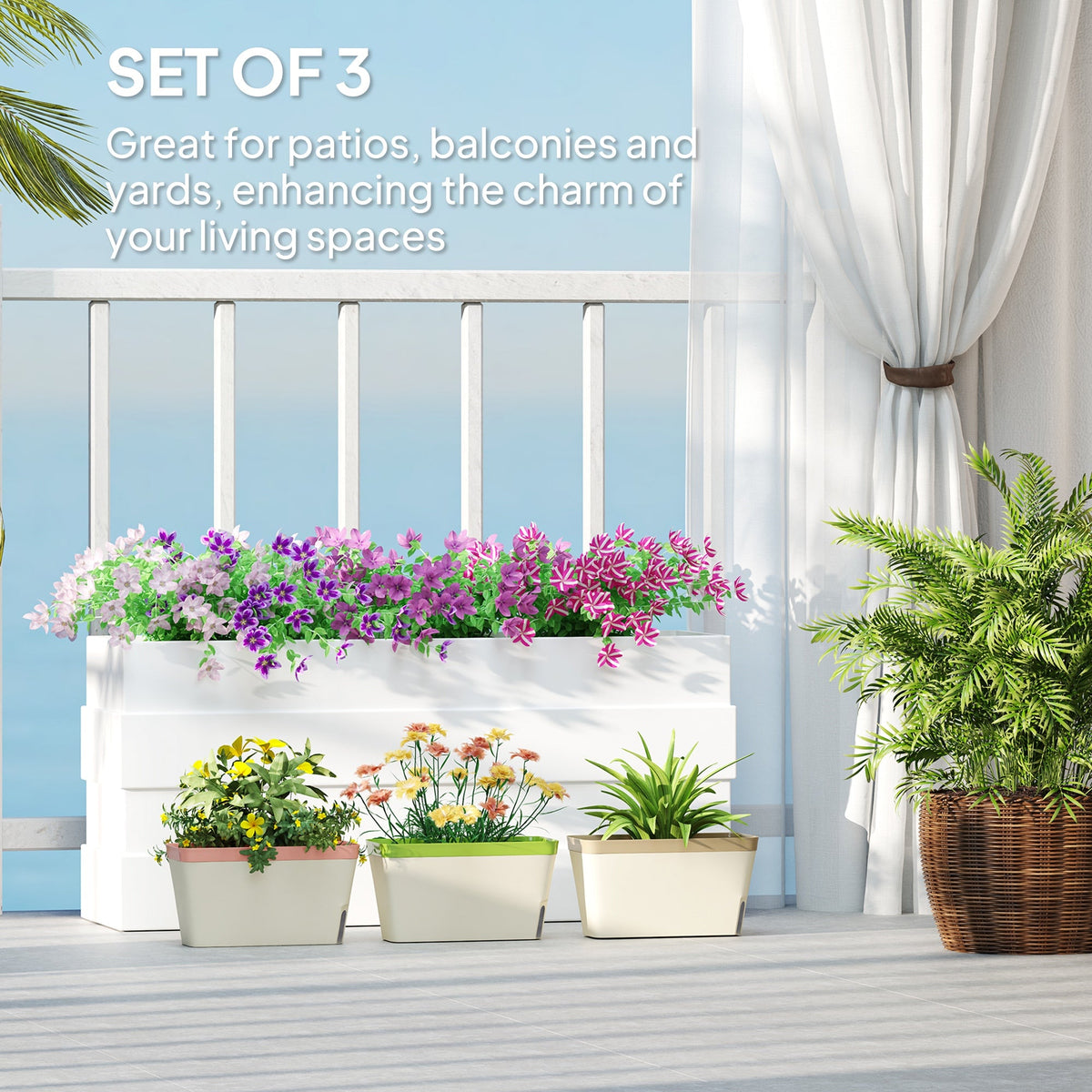 3 Pack 10.5" Self-Watering Planter Boxes with Water Level Indicator — product view 6