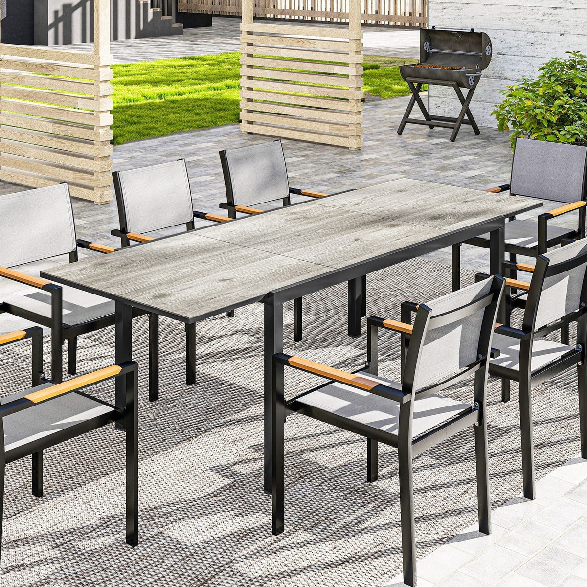 63"-94.5" Extendable Patio Dining Table for 6-8 People — product view 4
