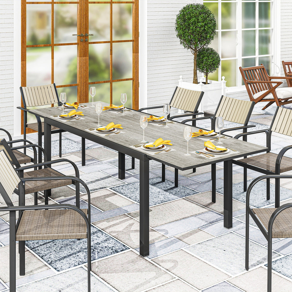 63"-94.5" Extendable Patio Dining Table for 6-8 People — product view 3