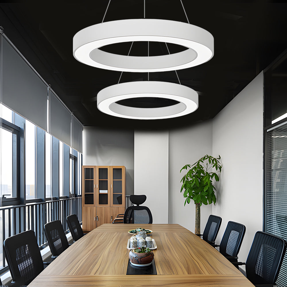 LED Ring Pendant Ceiling Light Circular Metal Acrylic Dimmable Office Living Room — 15 to 47 Inch Sets — product view 5