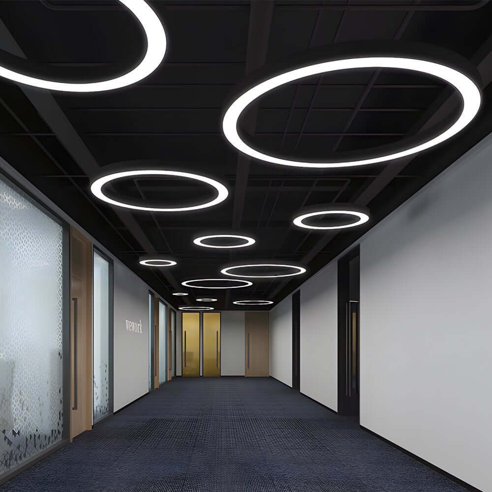 LED Ring Pendant Ceiling Light Circular Metal Acrylic Dimmable Office Living Room — 15 to 47 Inch Sets — product view 2