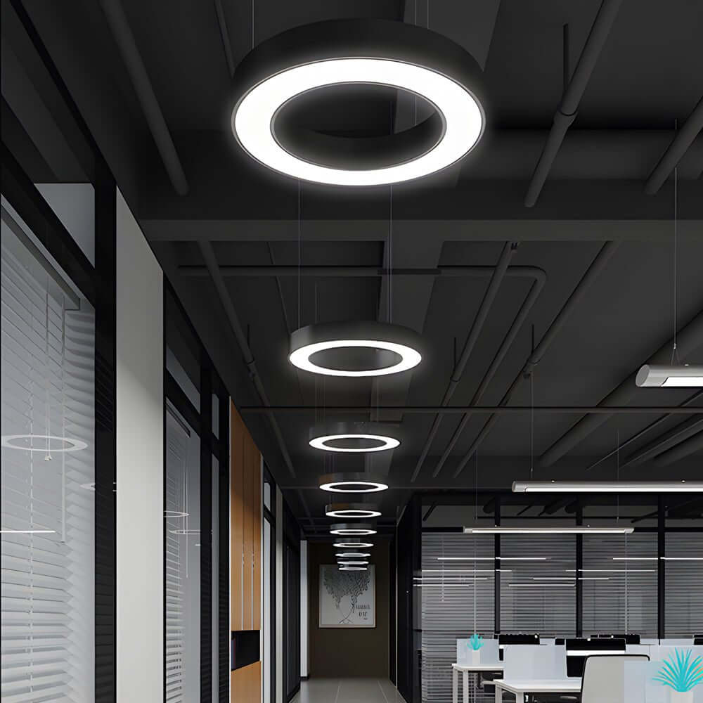 LED Ring Pendant Ceiling Light Circular Metal Acrylic Dimmable Office Living Room — 15 to 47 Inch Sets — product view 3