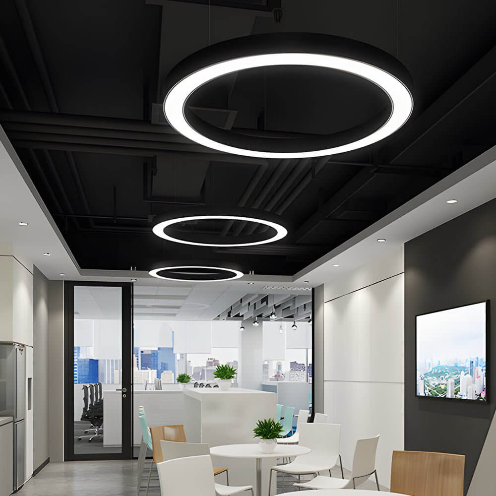 LED Ring Pendant Ceiling Light Circular Metal Acrylic Dimmable Office Living Room — 15 to 47 Inch Sets — product view 1
