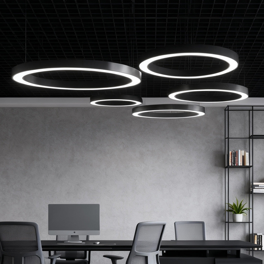 LED Ring Pendant Ceiling Light Circular Metal Acrylic Dimmable Office Living Room — 15 to 47 Inch Sets — product view 4