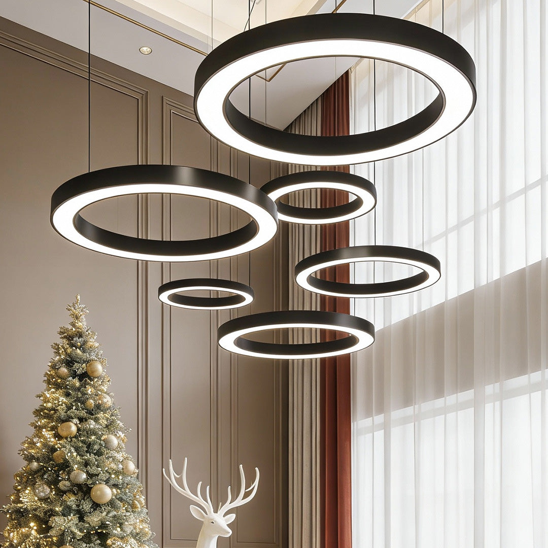 LED Ring Pendant Ceiling Light Circular Metal Acrylic Dimmable Office Living Room — 15 to 47 Inch Sets — product view 6