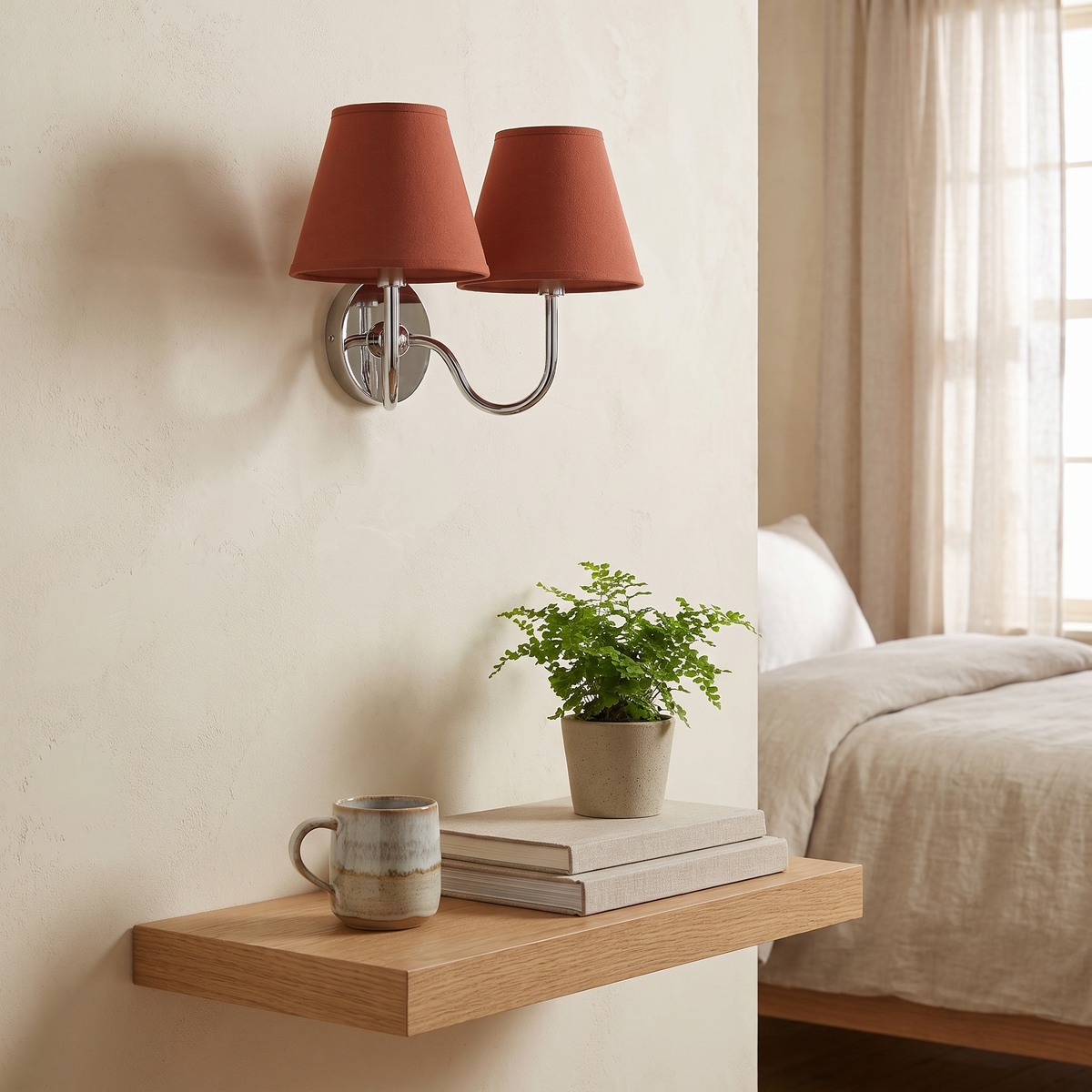 Luvora Linen Drum Wall Sconce, Pleated Brass — product view 1