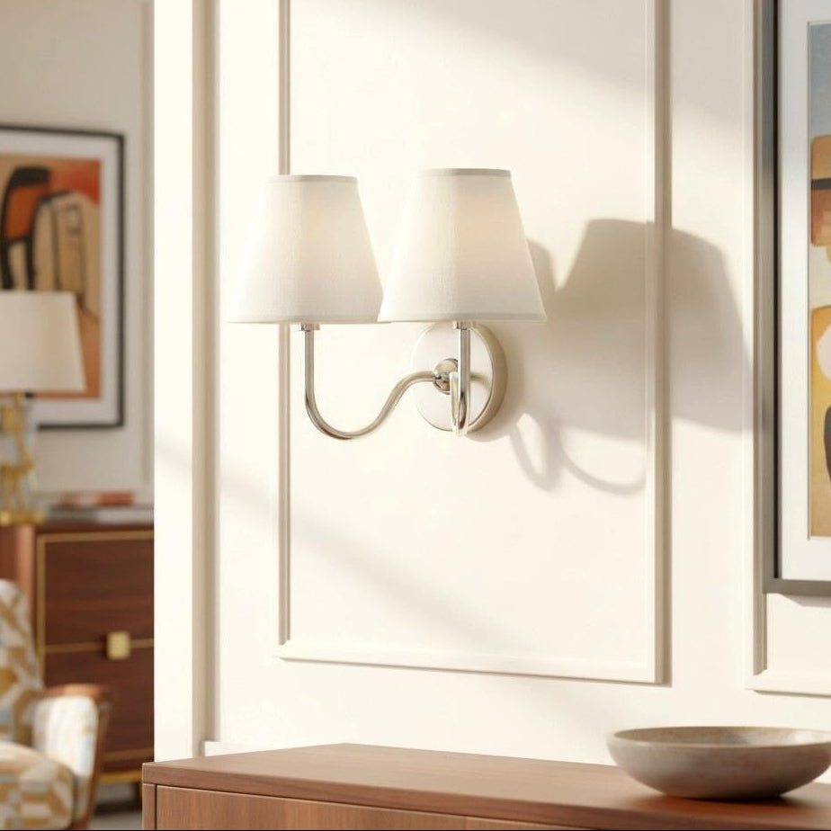 Luvora Linen Drum Wall Sconce, Pleated Brass — product view 6