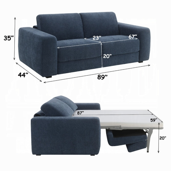 Chesney Dark Blue Chenille Fabric Sleeper Sofa Bed – LV07065 — product view 2
