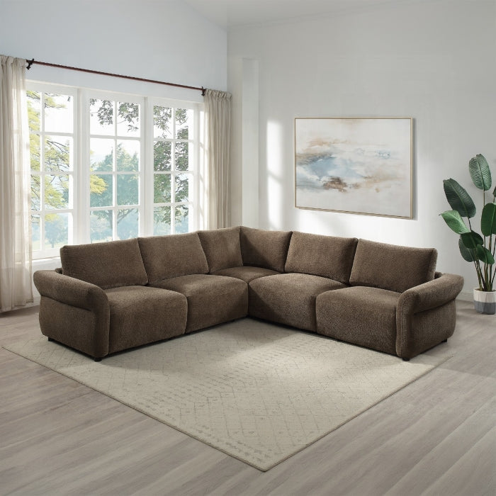 Theodore 5-Piece Brown Chenille Modular Sectional Sofa – LV07540-5PC — product view 1