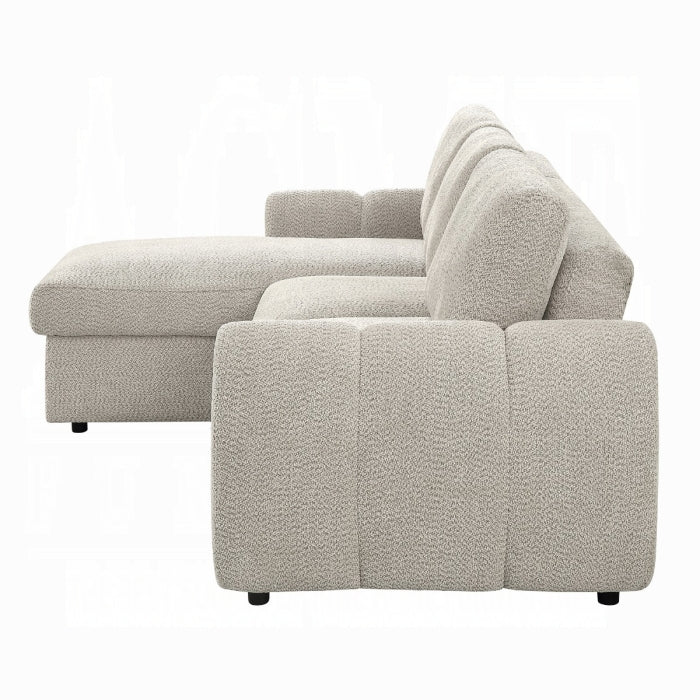 Acme Nuriel Beige Boucle Fabric 94" Sectional Sofa with Reversible Chaise Sleeper – LV07550 — product view 3