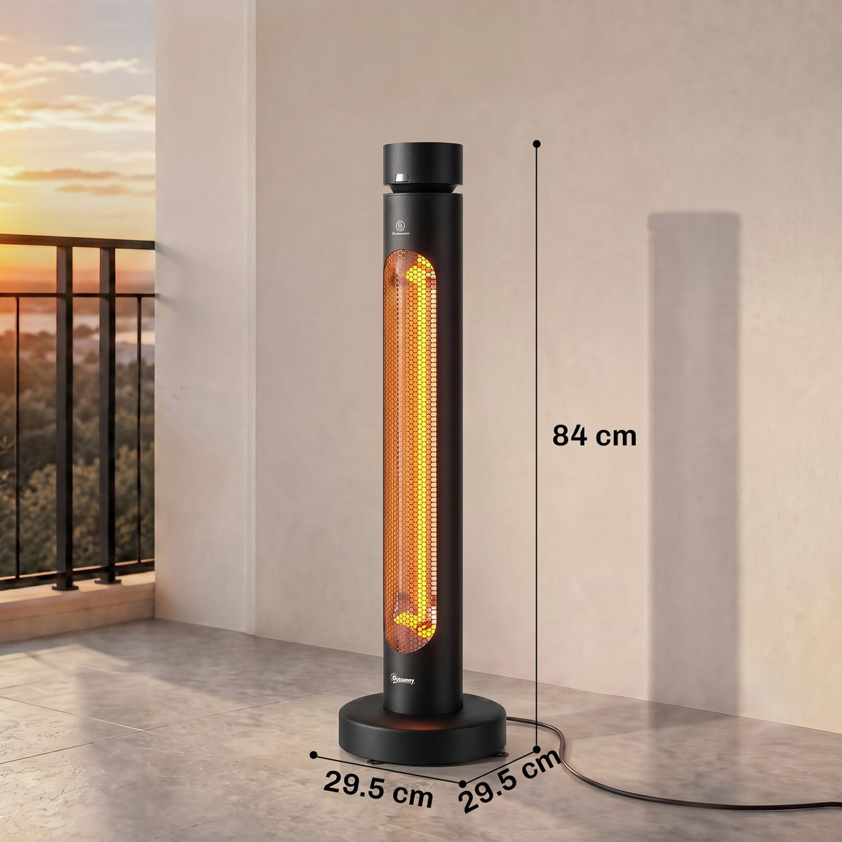 2000W Electric Infrared Patio Heater with Remote & Oscillation, 8H Timer, Black — product view 5